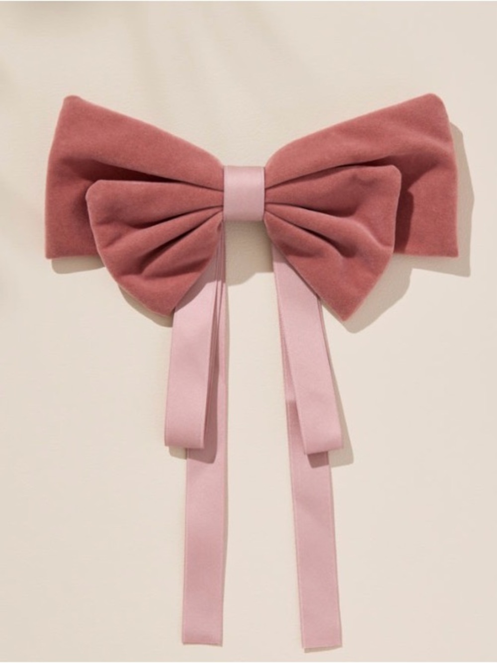 Francesca's Collections Dusty Rose Velvet Bow Hair Clip with Satin Tails